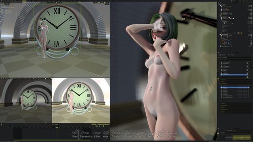 Annya-Leona at the Clock, Painted Workspace Renders I #4