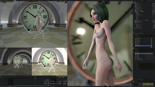 Annya-Leona at the Clock, Painted Workspace Renders I #3
