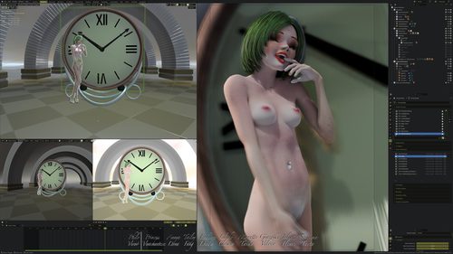 Annya-Leona at the Clock, Painted Workspace Renders II #2