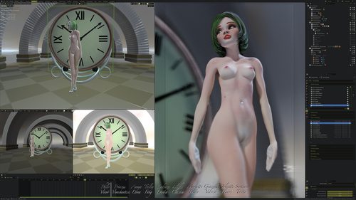 Annya-Leona at the Clock, Painted Workspace Renders II #3