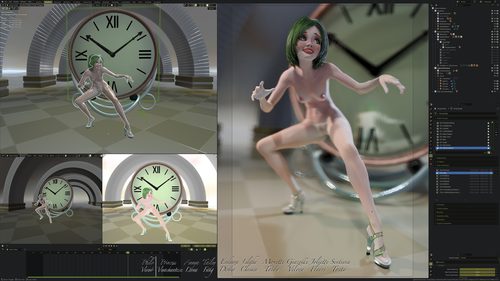 Annya-Leona at the Clock, Painted Workspace Renders I #6