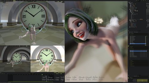 Annya-Leona at the Clock, Painted Workspace Renders II #6