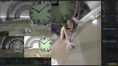 Annya-Leona at the Clock, Painted Workspace Renders II #5