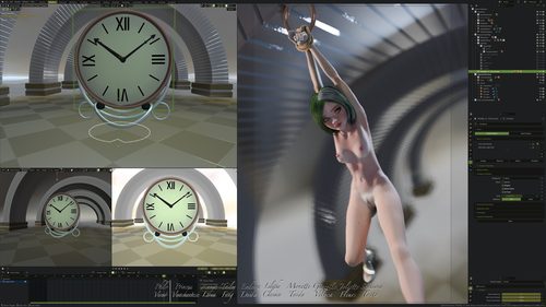 Annya-Leona at the Clock, Painted Workspace Renders II #1
