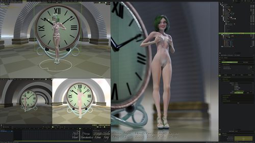 Annya-Leona at the Clock, Painted Workspace Renders II #7